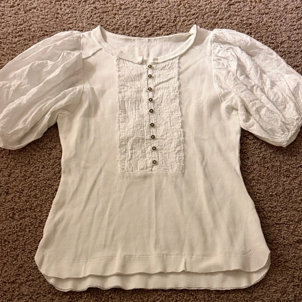 Anthropologie pilcro White Puff Sleeve Blouse
